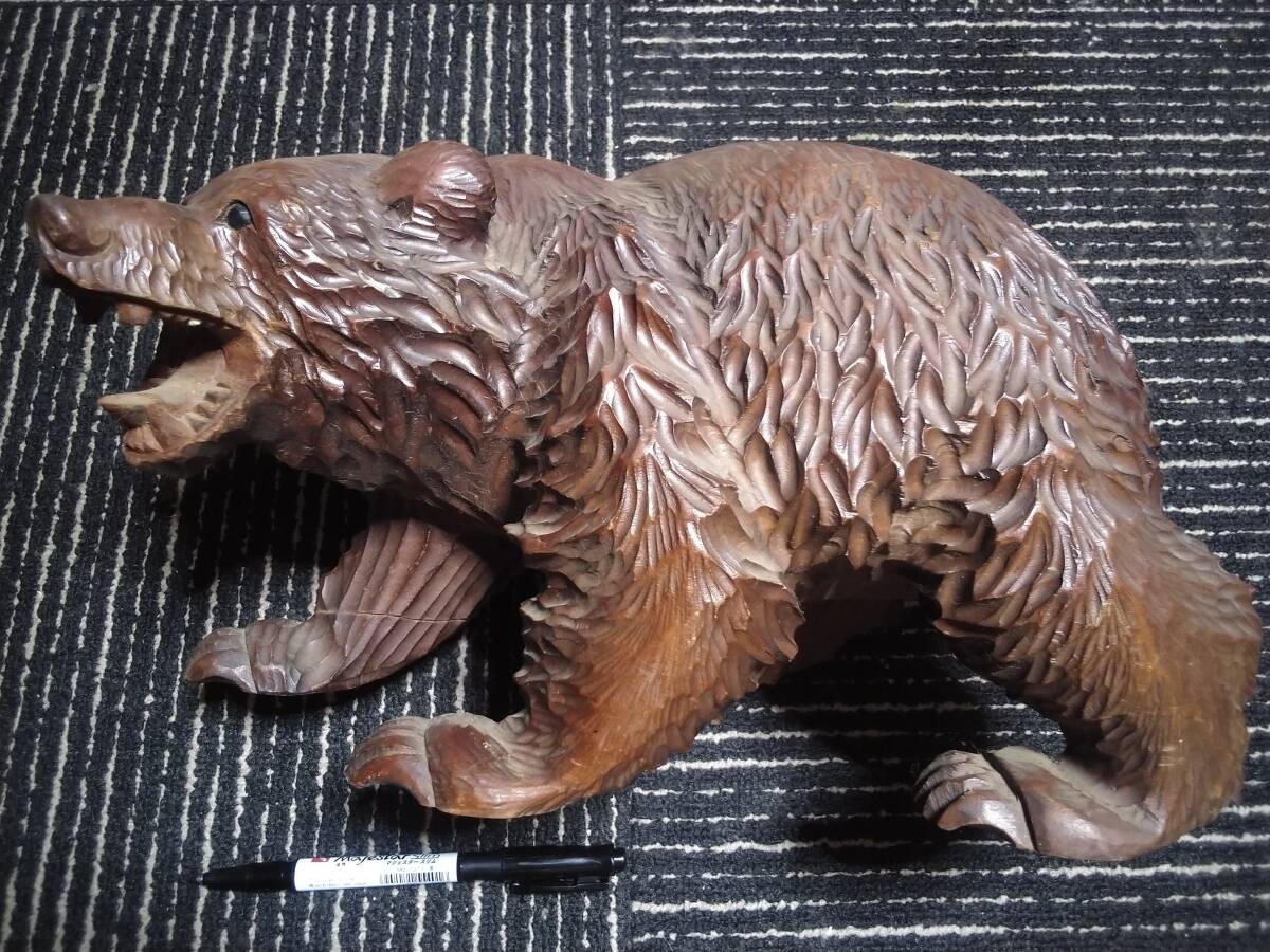 昭和47年/木彫熊/34cm/忠行作/資料/アイヌ/民芸品/北海道/(雑貨 昭和47年/木彫熊/34cm/忠行作/資料/アイヌ/民芸品/北海道/(雑貨