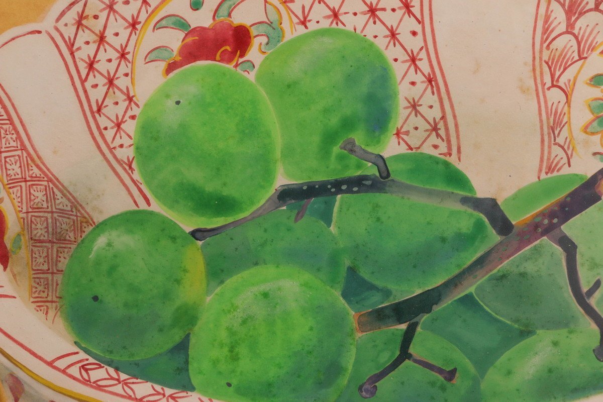 中尾淳 『静物』肉筆 落款 直筆サイン 日本画色紙 額装 本物保証 中尾淳 『静物』肉筆 落款 直筆サイン 日本画色紙 額装 本物保証