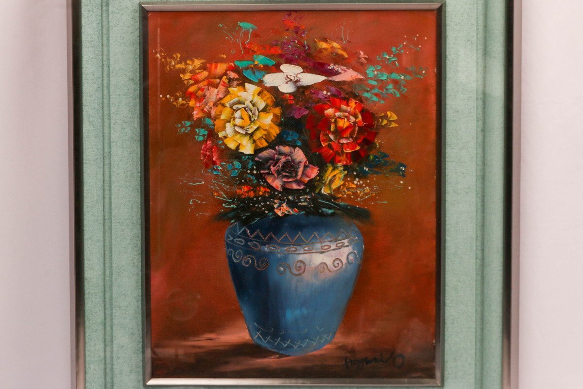 林田隆二 花 油彩 肉筆 直筆サイン 額装 本物保証(静物画)｜売買