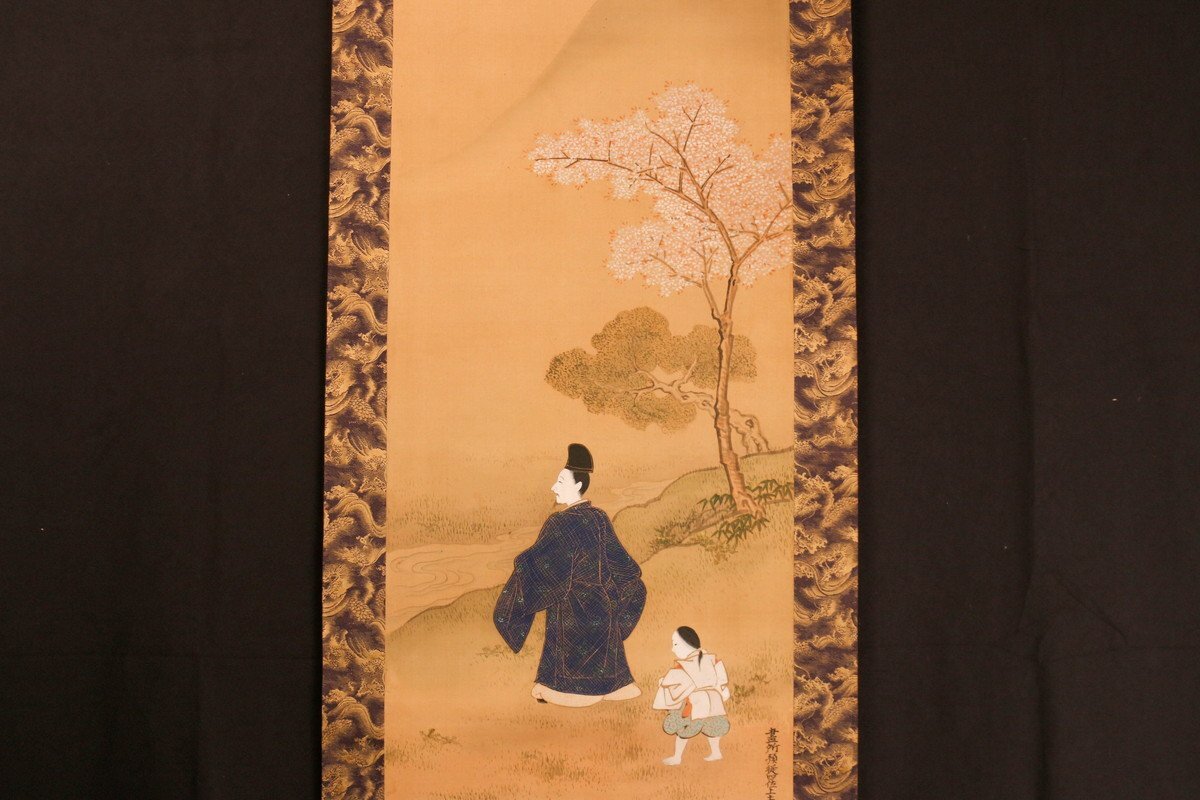 土佐光貞 『春秋』双幅 絹本 肉筆 落款 掛軸 木箱 本物保証(人物 土佐光貞 『春秋』双幅 絹本 肉筆 落款 掛軸 木箱 本物保証(人物