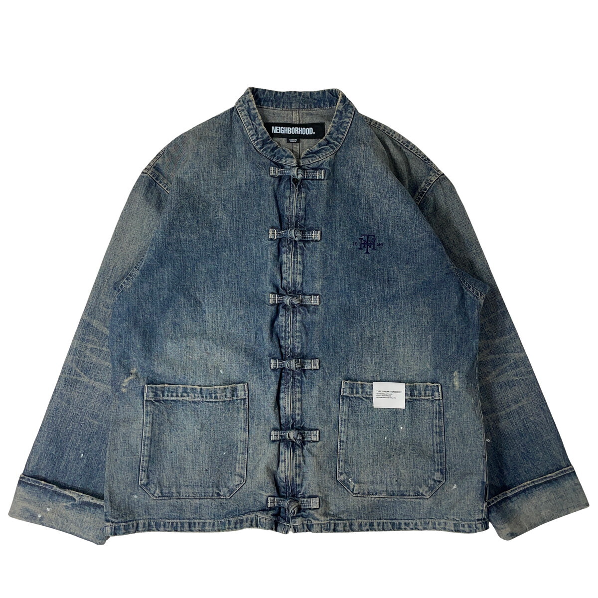 ネイバーフッド 23AW NEIGHBORHOOD WASHED DENIM KF JACKET 232XBNH-JKM04 加工デニム カンフー ジャケット M