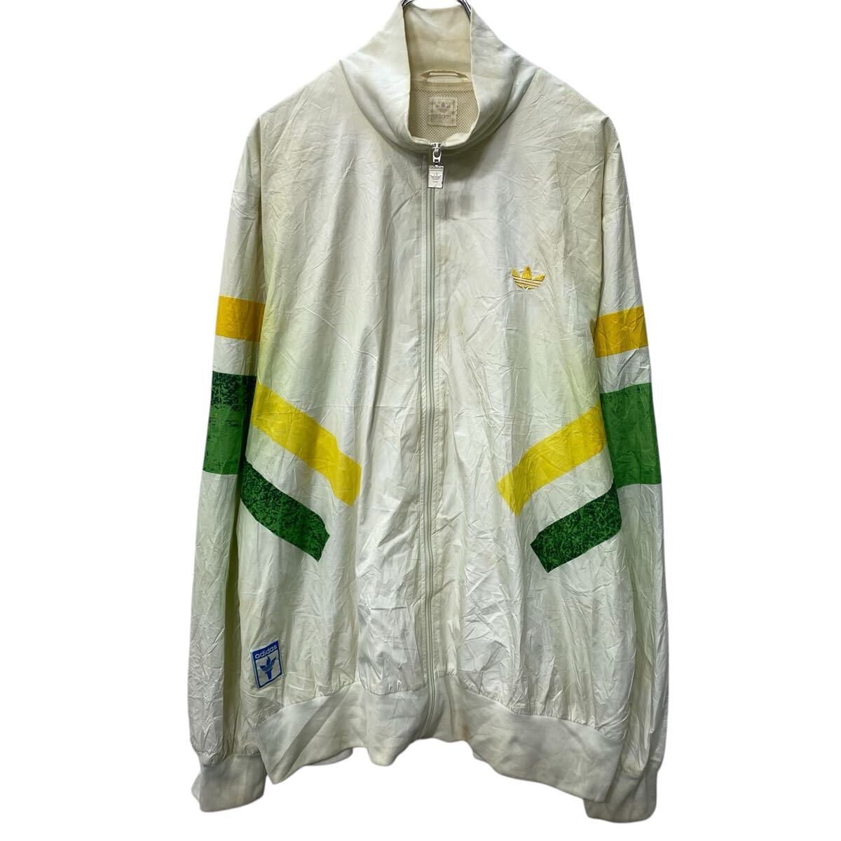 adidas Zip выше нейлон жакет 3XL ранг белый зеленый Австралия Olympic б/у одежда . America скупка a704-5414