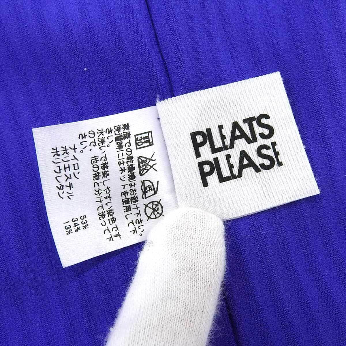 プリーツプリーズ PLEATS PLEASE ハイネック ショートスリーブ カットソー レディース ブルー PLEATS PLEASE 中古 【アパレル?小物】