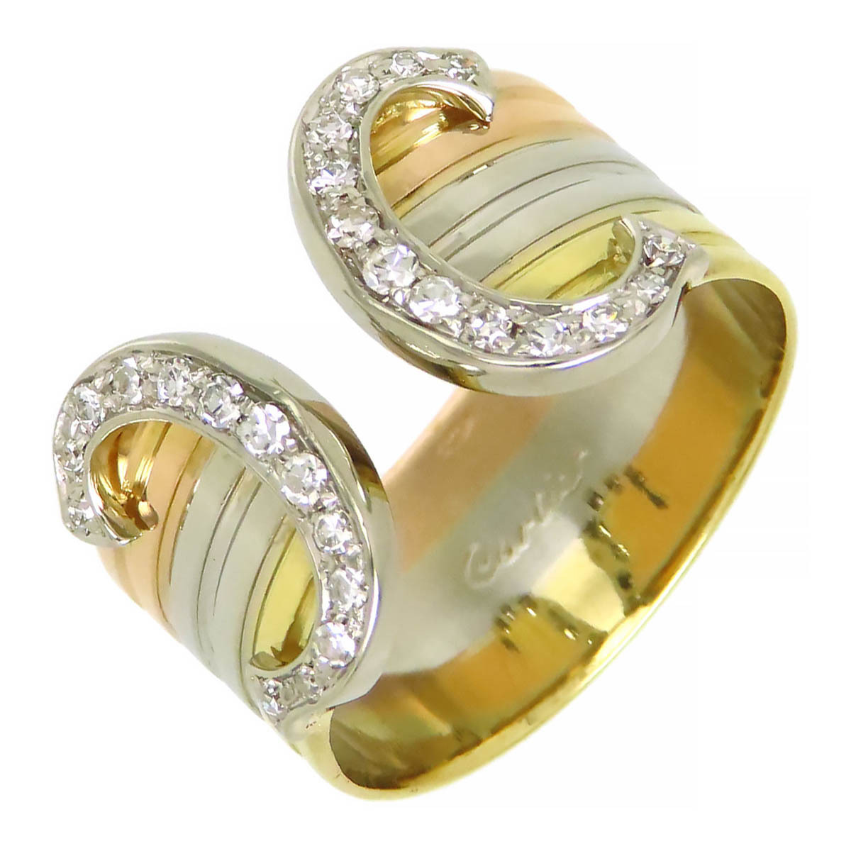 カルティエ 2C リング ダイヤモンド LM #53 750 (K18YG K18PG K18WG) レディース CARTIER 中古 【ジュエリー】