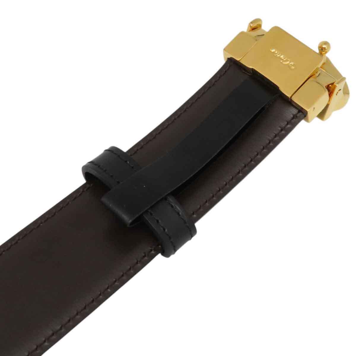 カルティエ Cバックル レザーベルト メタル レザー ユニセックス ブラック ダークブラウン CARTIER 中古 【アパレル?小物】