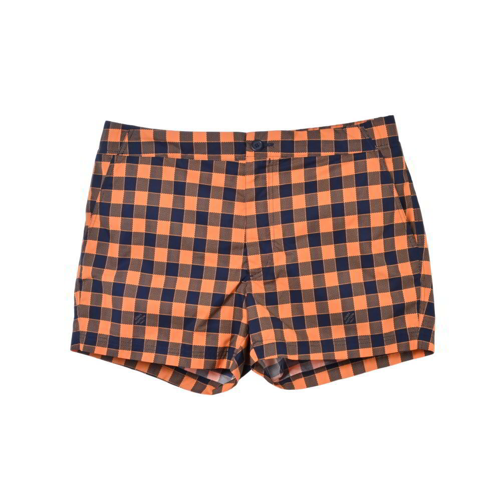 美品 LOUIS VUITTON ダミエ柄 スイム ハーフパンツ L オレンジ ルイヴィトン KL4BSPHQ74