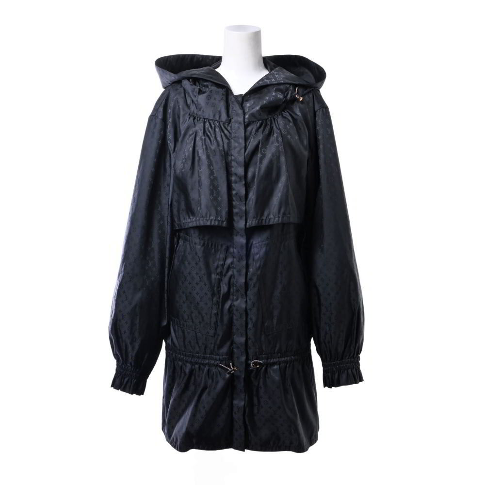 美品 LOUIS VUITTON モノグラム ジップ フード ブルゾン 38 ブラック ルイヴィトン KL4BSCQA79