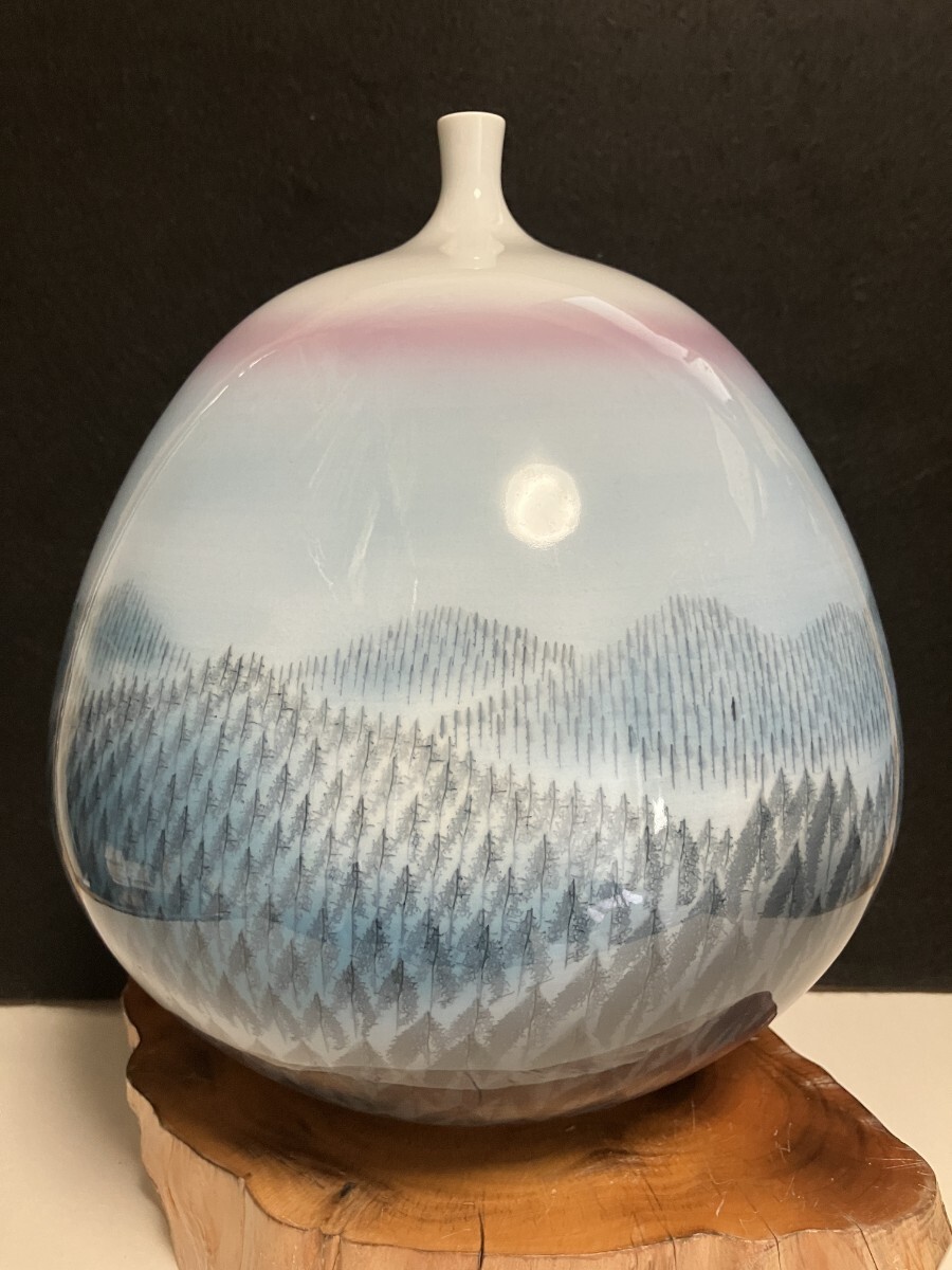 ②【極美品】藤井朱明 壺 飾り壺 花瓶 花器 日展人気作家 朝日 ②【極美品】藤井朱明 壺 飾り壺 花瓶 花器 日展人気作家 朝日