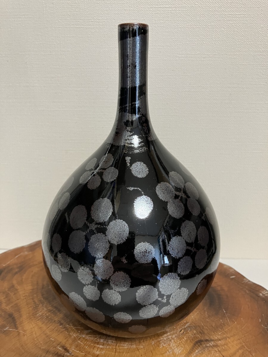 ②【美品】藤井朱明 壺 飾り壺 花瓶 花器 日展人気作家 天目 ②【美品】藤井朱明 壺 飾り壺 花瓶 花器 日展人気作家 天目