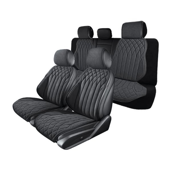 スズキ XBEE MN71S 汎用 シートカバー スエード ブラック 運転席 助手席 2列目 前後席 被せるだけ エプロンタイプ