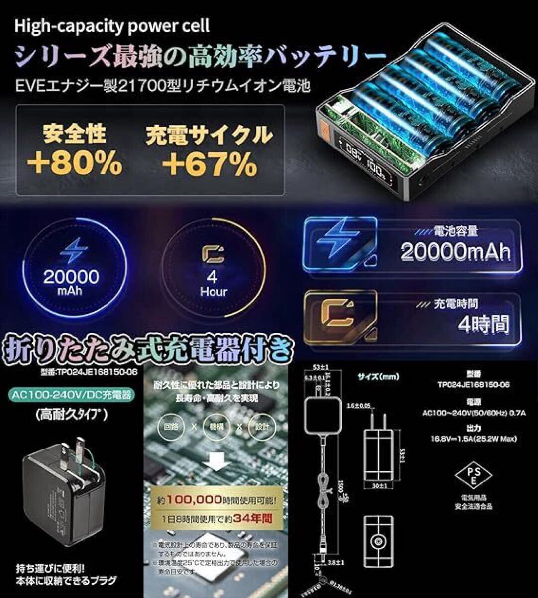 Xinpeke] 2025年夏新モデル 43V超高出力 ファン付き長袖作業服
