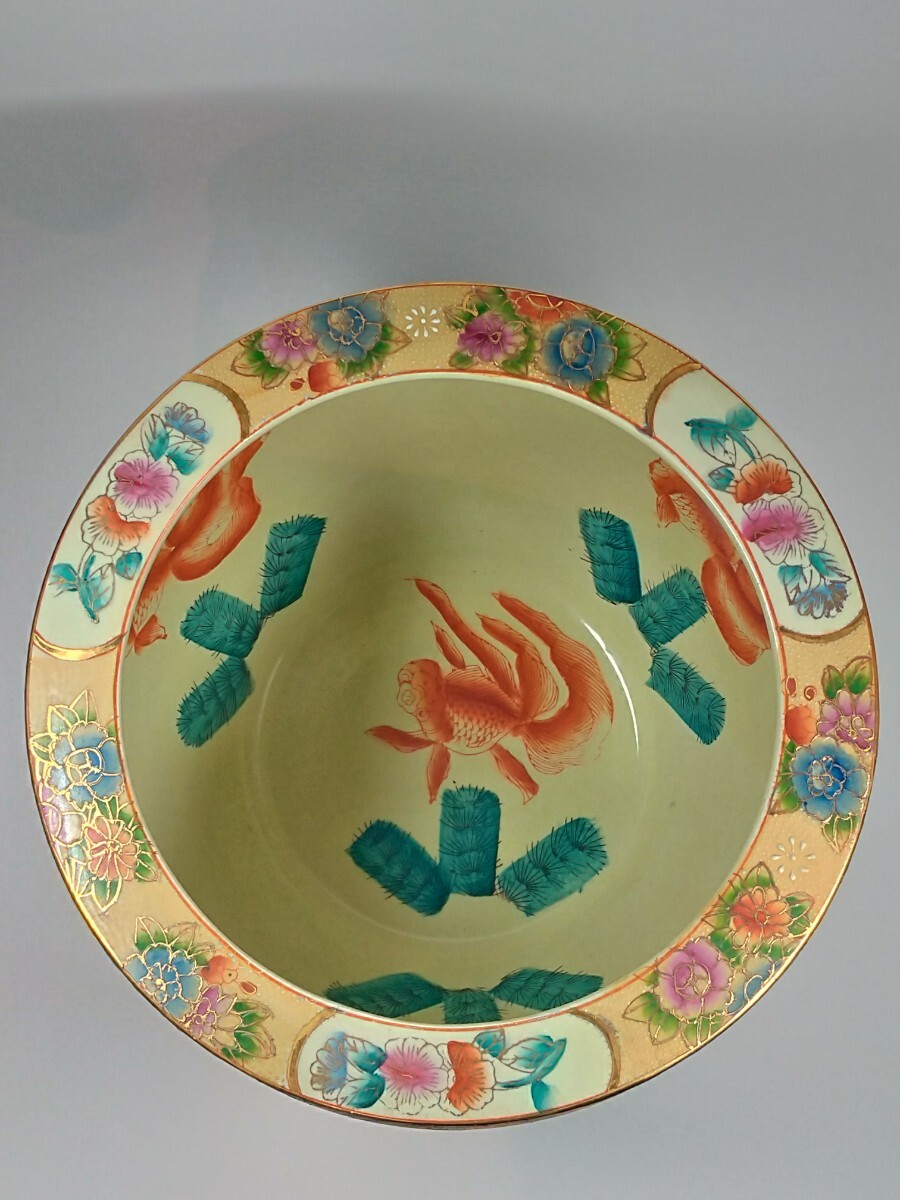 vmpdk7-423-2 豪華絢爛 里帰り貿易品 明治期 盛上釉薬 内金魚図 vmpdk7-423-2 豪華絢爛 里帰り貿易品 明治期 盛上釉薬 内金魚図
