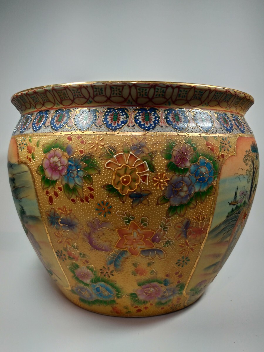 vmpdk7-423-2 豪華絢爛 里帰り貿易品 明治期 盛上釉薬 内金魚図 vmpdk7-423-2 豪華絢爛 里帰り貿易品 明治期 盛上釉薬 内金魚図