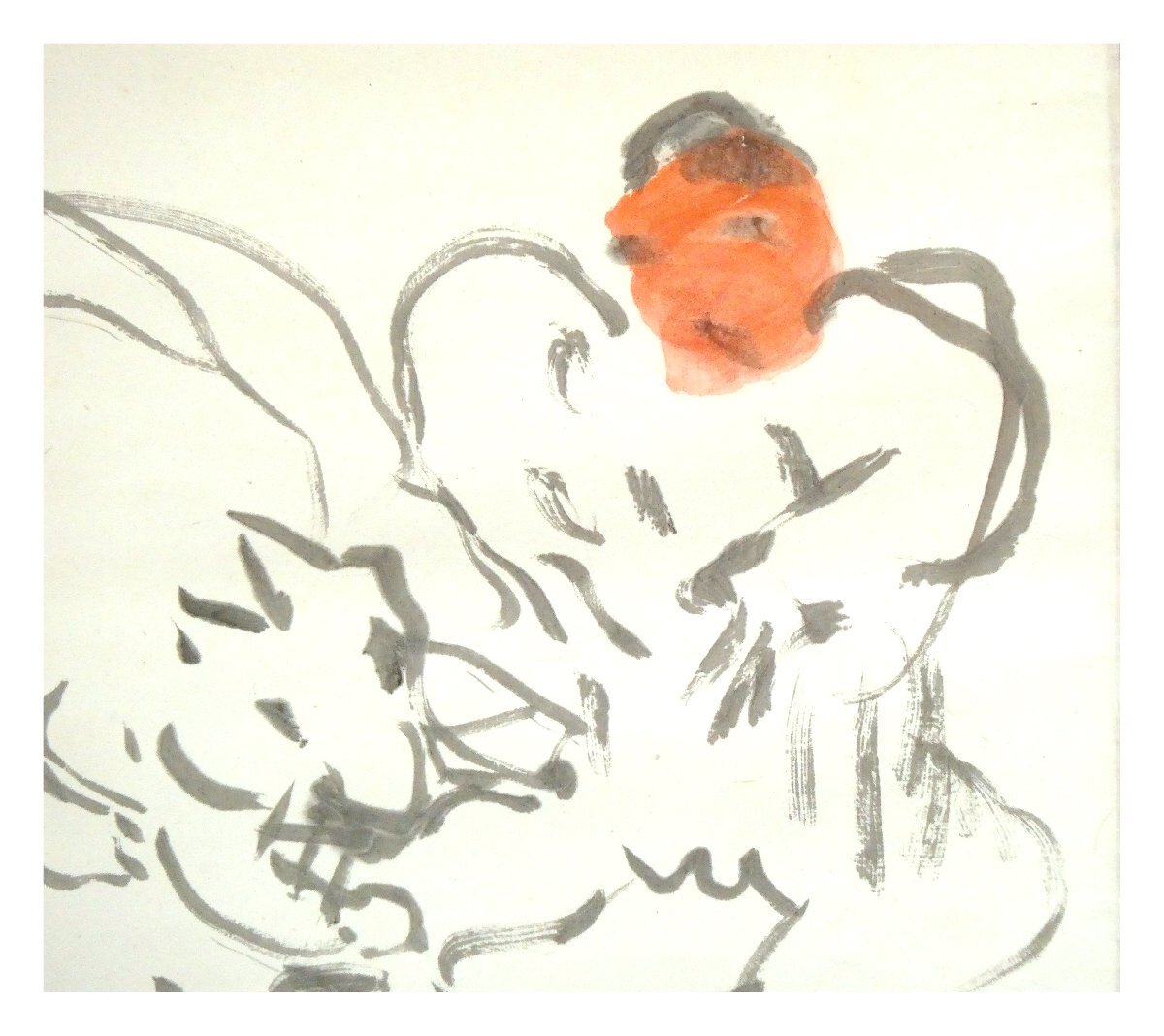 祥【真作】熊谷守一「らくがき」軸装 水墨淡彩画 42.7×47.2cm 祥【真作】熊谷守一「らくがき」軸装 水墨淡彩画 42.7×47.2cm