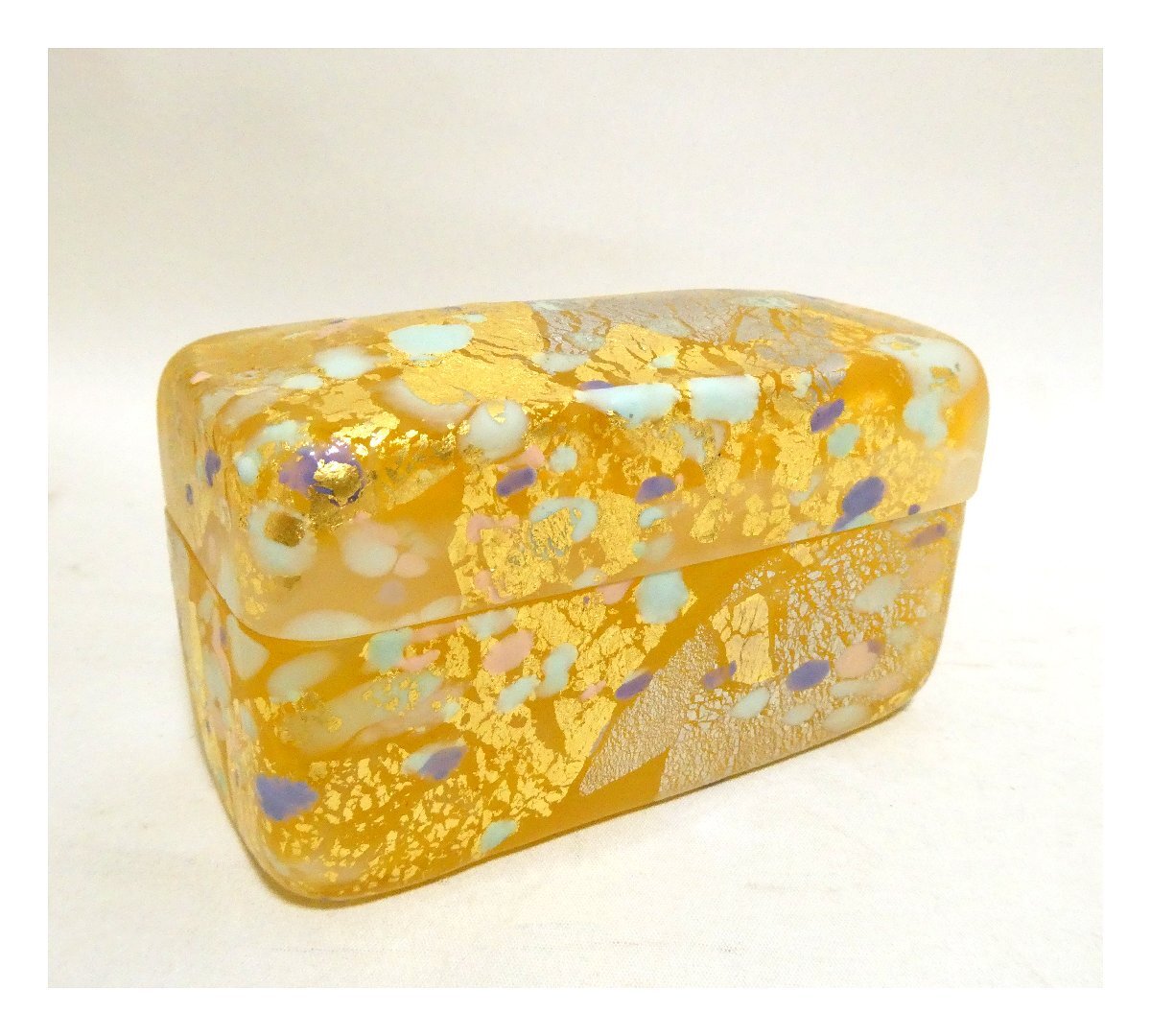 祥【真作】藤田喬平「手吹飾小筥 花園」ガラス工芸 7×12cm大 祥【真作】藤田喬平「手吹飾小筥 花園」ガラス工芸 7×12cm大