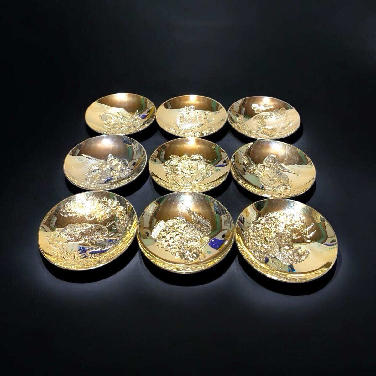 盃 七福神（24kGP) （BS163 金杯 七福神 金メッキ 24K GP 春