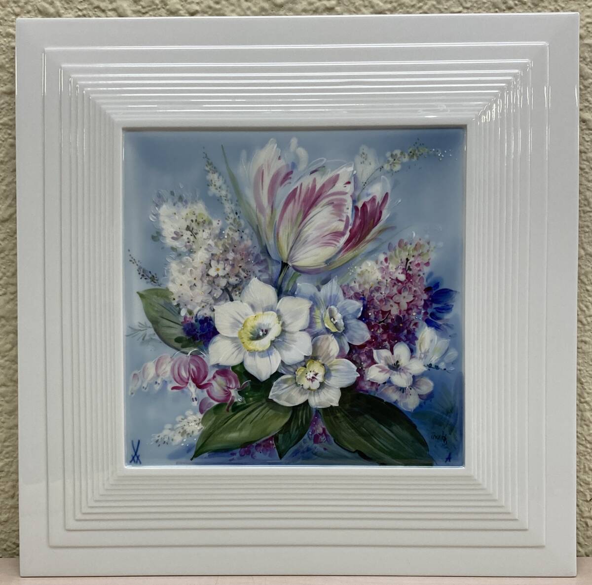 マイセン/MEISSEN「フラワーブーケ」陶板画 プラーク ハンド マイセン/MEISSEN「フラワーブーケ」陶板画 プラーク ハンド