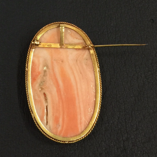 カメオ ブローチ K18刻印有 総重量約30g サイズ5.5×3.5cm