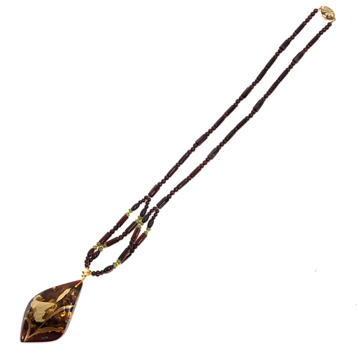松山武司 銘あり 琥珀 ネックレス ペンダントトップ金具 K18 松山武司 銘あり 琥珀 ネックレス ペンダントトップ金具 K18