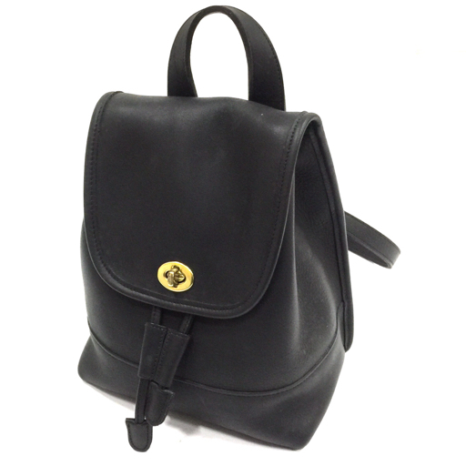 1円 COACH コーチ レザー リュックサック バックパック デイパック メンズ レディース ブラック系×ブルー系 CA7005 1円 スタート Coach コーチ リュック バックパック ブラック レザー