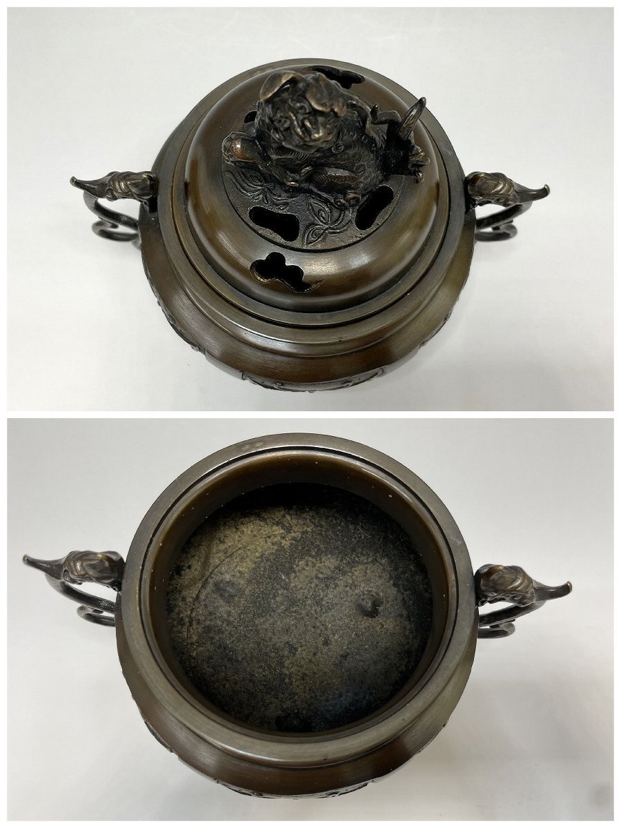 極美品 高岡銅器 瑞峰作 青銅製 香炉 唐子 三足 三脚 銅製 鋳銅 極美品 高岡銅器 瑞峰作 青銅製 香炉 唐子 三足 三脚 銅製 鋳銅