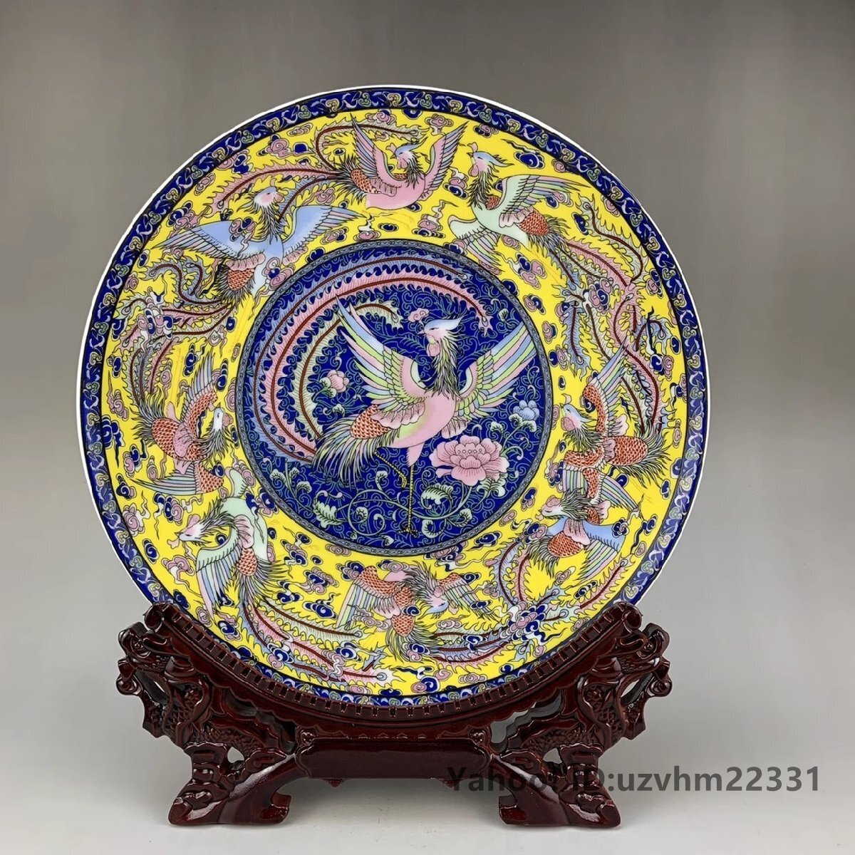景徳鎮 お皿 観賞皿 磁器 九鳳図 粉彩 陶磁器 観賞 置物 中国 景徳鎮 お皿 観賞皿 磁器 九鳳図 粉彩 陶磁器 観賞 置物 中国