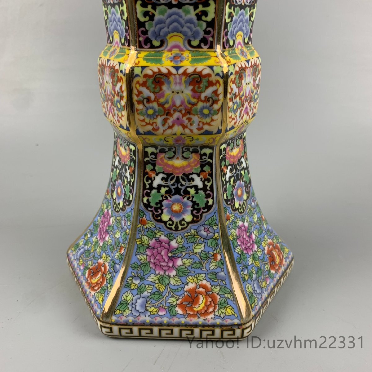 極美品 ! 琺瑯彩 花瓶 六方花瓶 花柄 観賞 景徳鎮 装飾 賞物 極美品 ! 琺瑯彩 花瓶 六方花瓶 花柄 観賞 景徳鎮 装飾 賞物