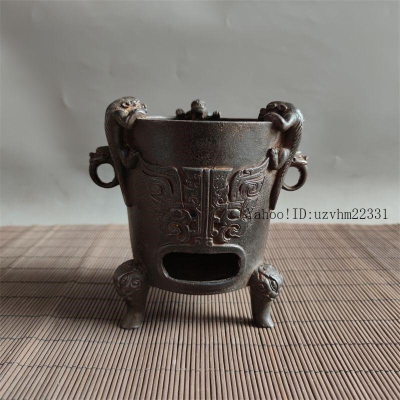 獣の頭の炭ストーブ煮茶釜置物美術品現代工芸品 獣の頭の炭ストーブ煮茶釜置物美術品現代工芸品