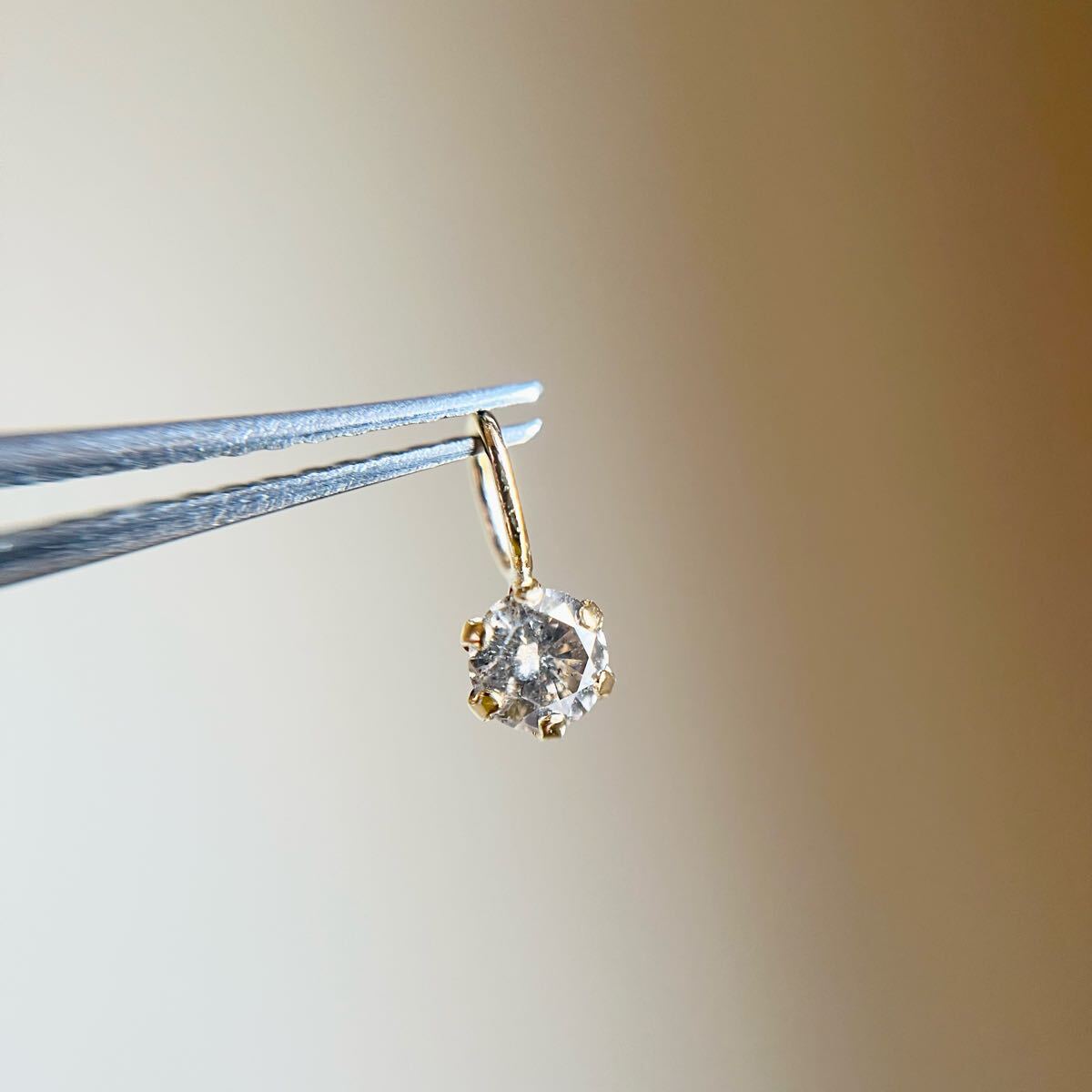 K18YG 天然ダイヤモンド 0.13ct チャーム ペンダントトップ