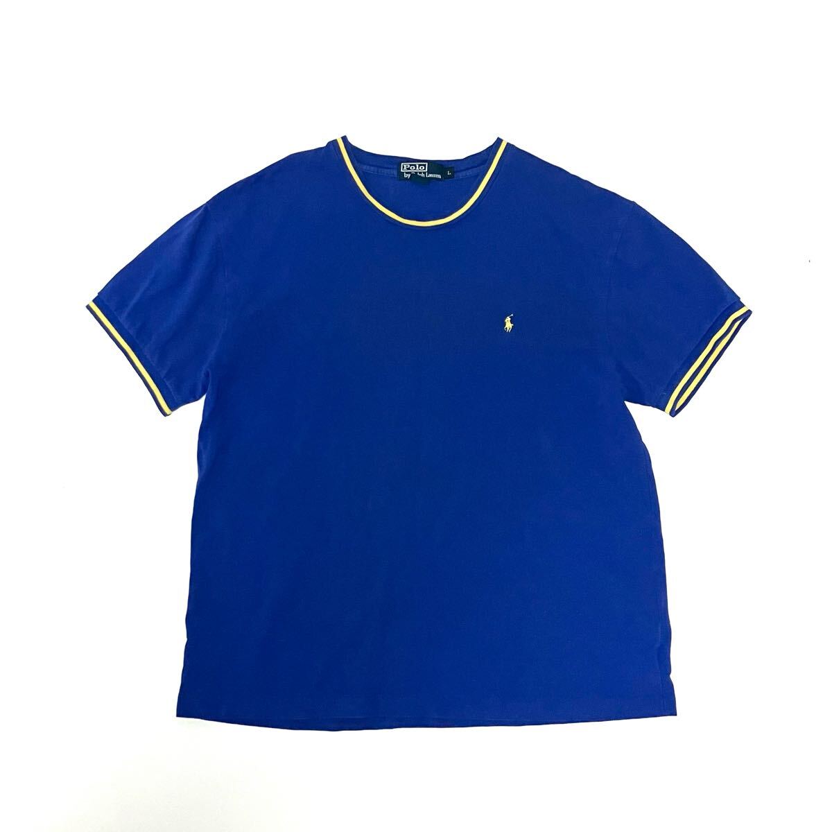 L ポロ ラルフローレン 鹿子生地 リンガー Tシャツ ブルーx L ポロ ラルフローレン 鹿子生地 リンガー Tシャツ ブルーx
