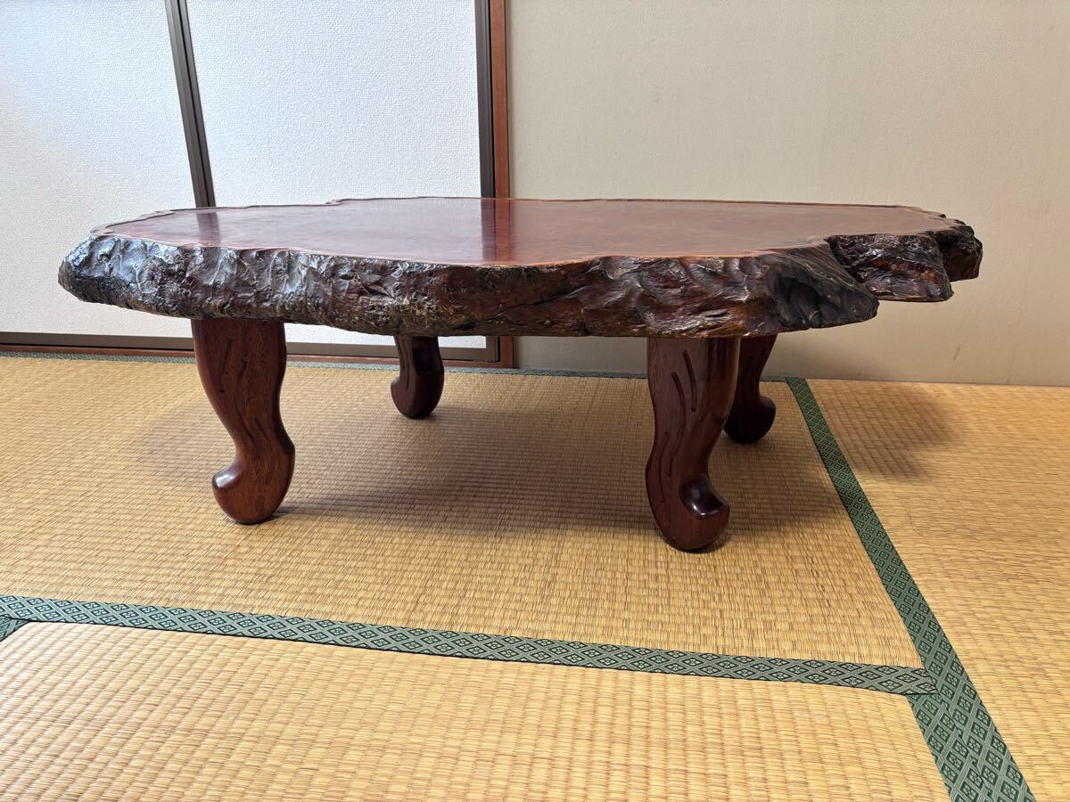 高級銘木 花梨 瘤杢 玉杢 無垢材 一枚板 座卓 約110×68㎝ 厚さ 高級銘木 花梨 瘤杢 玉杢 無垢材 一枚板 座卓 約110×68㎝ 厚さ