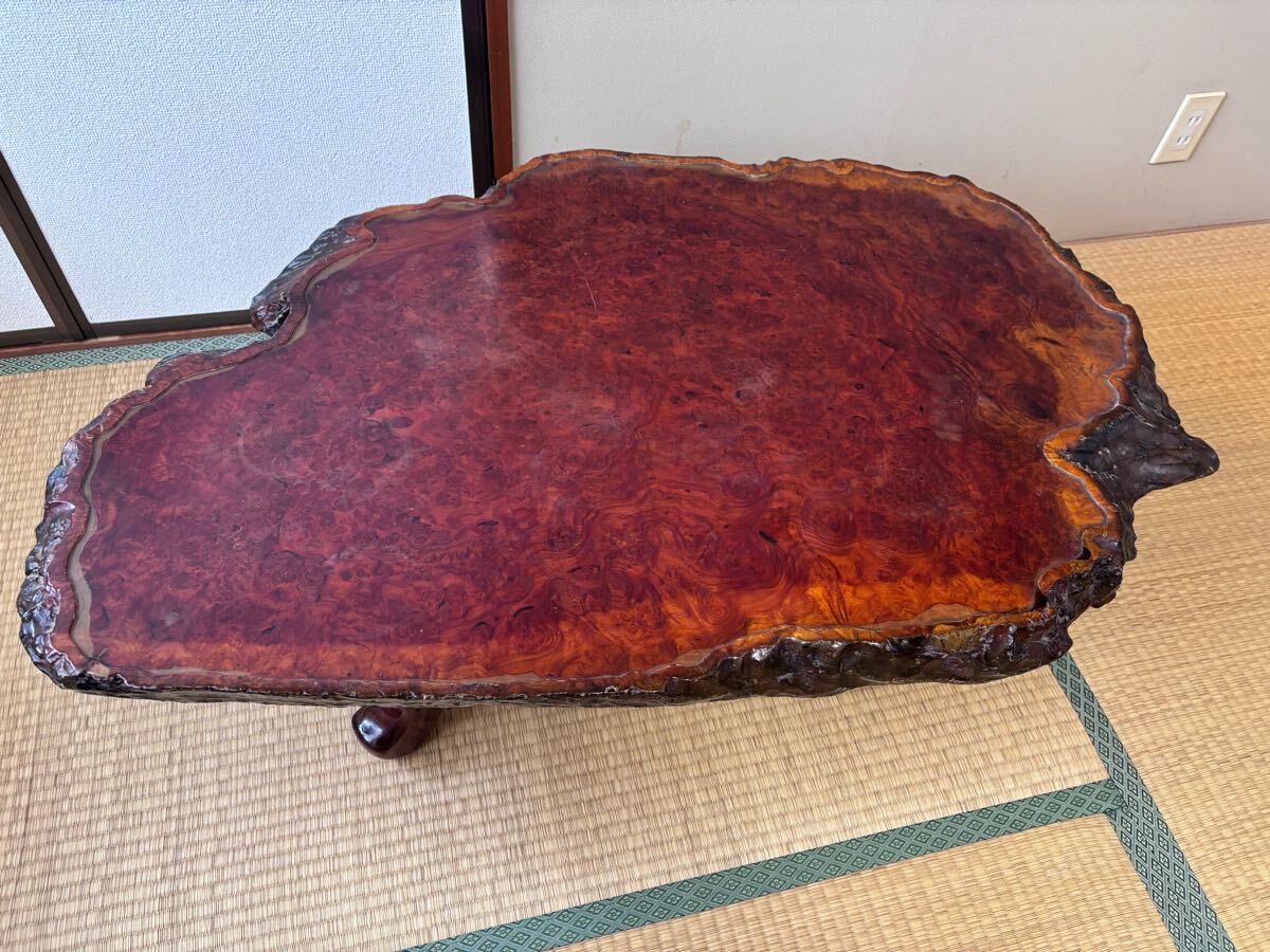 高級銘木 花梨 瘤杢 玉杢 無垢材 一枚板 座卓 約110×68㎝ 厚さ 高級銘木 花梨 瘤杢 玉杢 無垢材 一枚板 座卓 約110×68㎝ 厚さ