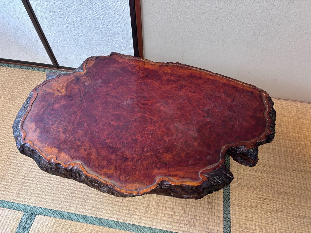 高級銘木 花梨 瘤杢 玉杢 無垢材 一枚板 座卓 約110×68㎝ 厚さ 高級銘木 花梨 瘤杢 玉杢 無垢材 一枚板 座卓 約110×68㎝ 厚さ