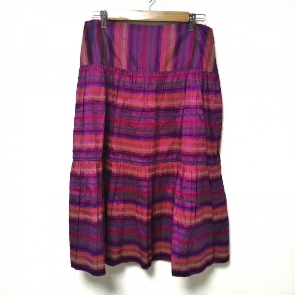ラルフローレン RalphLauren ロングスカート サイズ4 S - パープル×ピンク×マルチ レディース ボーダー 美品 ボトムス