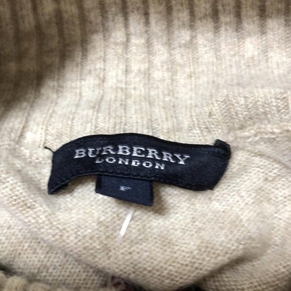 バーバリーロンドン Burberry LONDON 長袖セーター/ニット サイズF - ベージュ×黒×マルチ レディース タートルネック/チェック柄