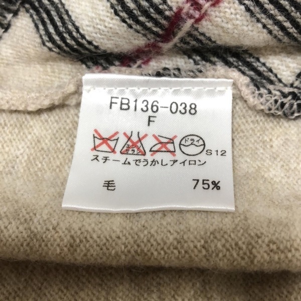 バーバリーロンドン Burberry LONDON 長袖セーター/ニット サイズF - ベージュ×黒×マルチ レディース タートルネック/チェック柄