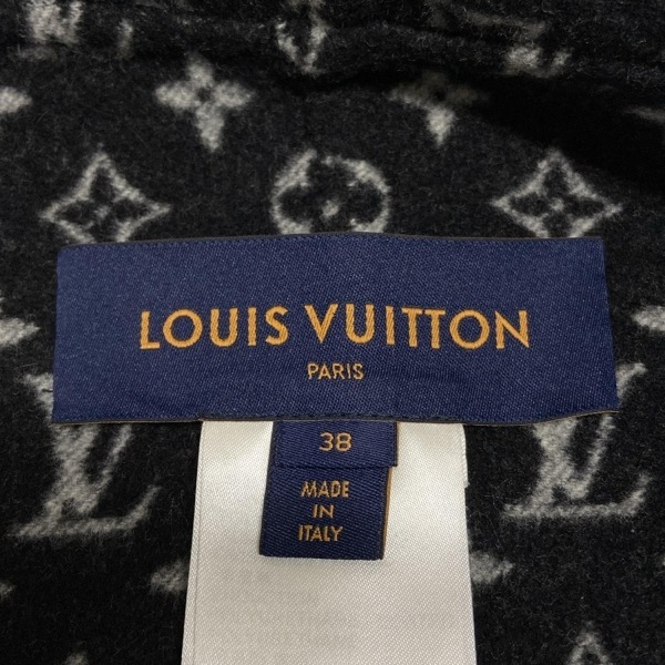 ルイヴィトン LOUIS VUITTON ポンチョ サイズ38 M FIC017QWE - ウール、シルク 黒 レディース ドローコード/モノグラム柄/冬物/一部レザー