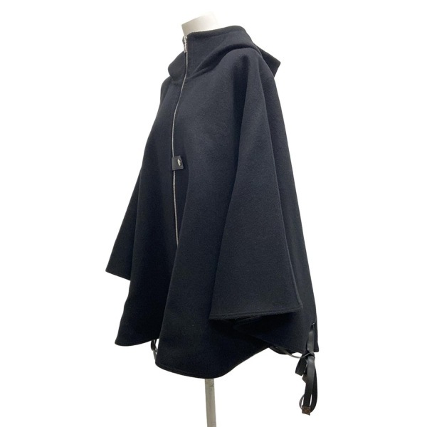 ルイヴィトン LOUIS VUITTON ポンチョ サイズ38 M FIC017QWE - ウール、シルク 黒 レディース ドローコード/モノグラム柄/冬物/一部レザー