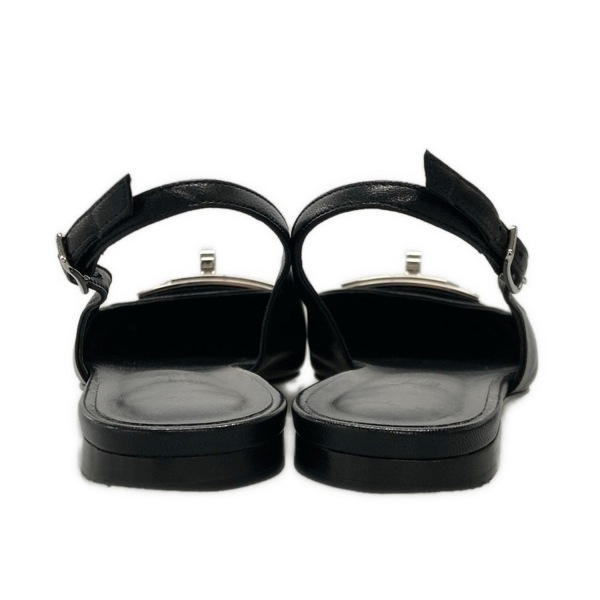 エルメス HERMES サンダル 38 イノセント レザー 黒 レディース ケリーバックル/シルバー金具 靴