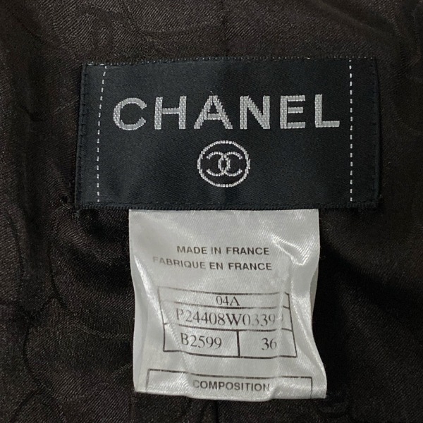 シャネル CHANEL サイズ36 S P24408 ウール 黒×白 レディース ツイード/ジップアップ/ワンピースコート/秋/冬/4點セット 04A コート