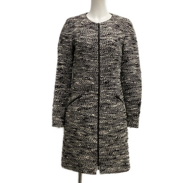 シャネル CHANEL サイズ36 S P24408 ウール 黒×白 レディース ツイード/ジップアップ/ワンピースコート/秋/冬/4點セット 04A コート
