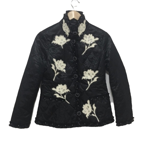 NOKO OHNO(ノコオーノ) ベスト サイズ40 M レディース - ライトピンク×アイボリー シワ加工/ビジュー/フリル/スパンコール/ロング丈 NOKO OHNO ノコオーノ フラワー プリーツ ジャケット チェック柄 40