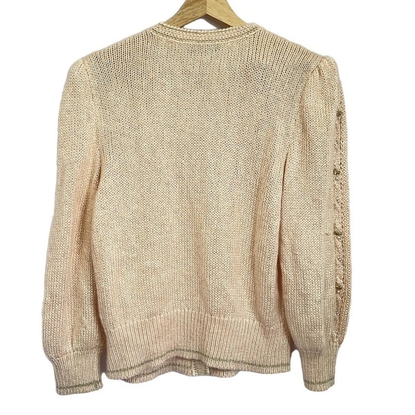 レリアン Leilian カーディガン サイズ9 M - ライトピンク レディース 長袖/パール/ラメ/リボン 美品 トップス_画像2