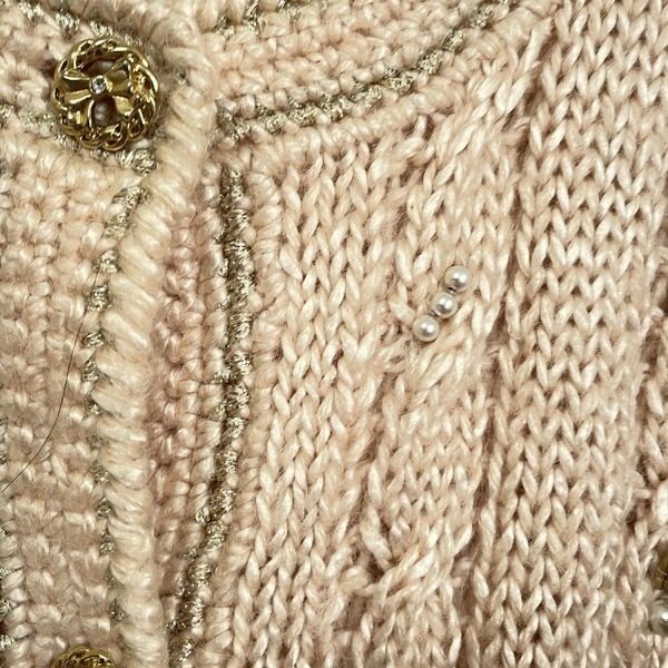 レリアン Leilian カーディガン サイズ9 M - ライトピンク レディース 長袖/パール/ラメ/リボン 美品 トップス_画像6