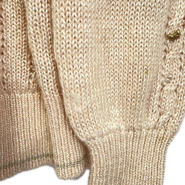 レリアン Leilian カーディガン サイズ9 M - ライトピンク レディース 長袖/パール/ラメ/リボン 美品 トップス_画像8