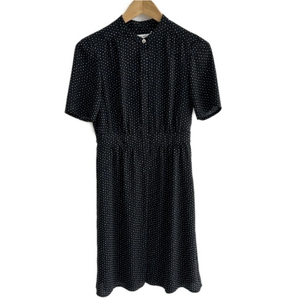 ニジュウサンク 23區(qū) サイズ32 XS - 黒×白 レディース 半袖/ひざ丈/2020SS/ドット柄/シャツワンピ 美品 ワンピース