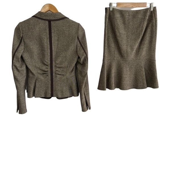 シトラスノーツ CITRUS NOTES スカートスーツ - ダークブラウン×白 レディース ラメ 美品 レディーススーツ