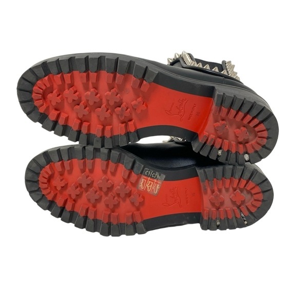 クリスチャンルブタン CHRISTIAN LOUBOUTIN ショートブーツ 36 - レザー 黒 レディース スタッズ/サイドゴア 靴