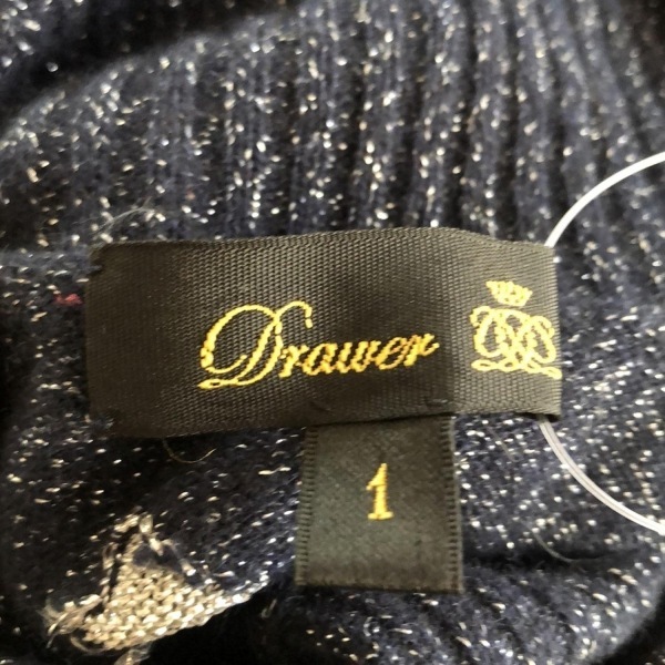 ドゥロワー Drawer 長袖セーター/ニット サイズ1 S - ネイビー×シルバー レディース タートルネック/カシミヤ混/ラメ/スター(星) トップス
