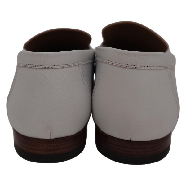 エルメス HERMES ローファー 38 パリ レザー 白 レディース ゴールド金具 靴